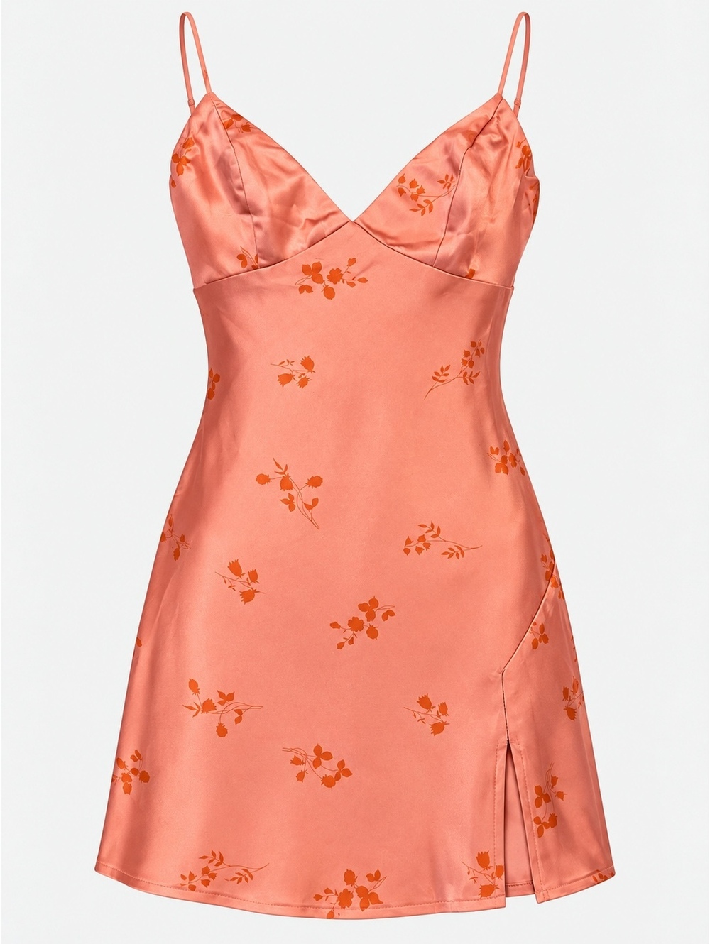 Princess Polly Stargazing Coral Floral Satin Mini Dress Size 2 Y2K